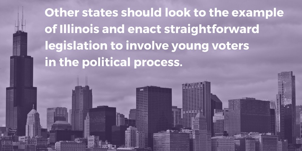 PromoteOurVote's tweet photo. READ: Illinois recently passed legislation to expand the rights of young voters. https://t.co/P7IcqwBLSO https://t.co/PfigisLdrz