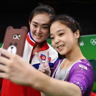 Best photo from #Rio2016: gymnasts from North and South Korea taking a selfie