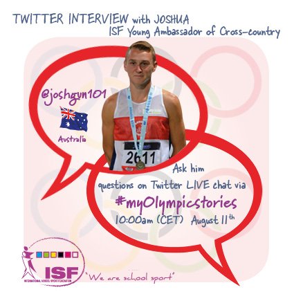 ISFsports's tweet image. Tomorrow 10am CET @twitter Interview with @joshgun101 about #education+#sport for young athletes #myolympicstories