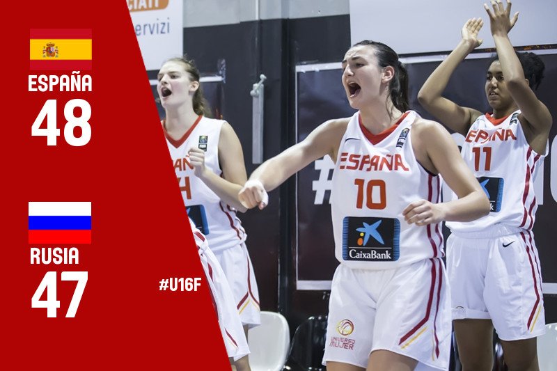 ¡La #U16F está en cuartos! ¡Agónico triunfo ante Rusia por 48 a 47, con decisivo triple de Piera! <a href="/UniversoMujer18/">Universo Mujer 2018</a>