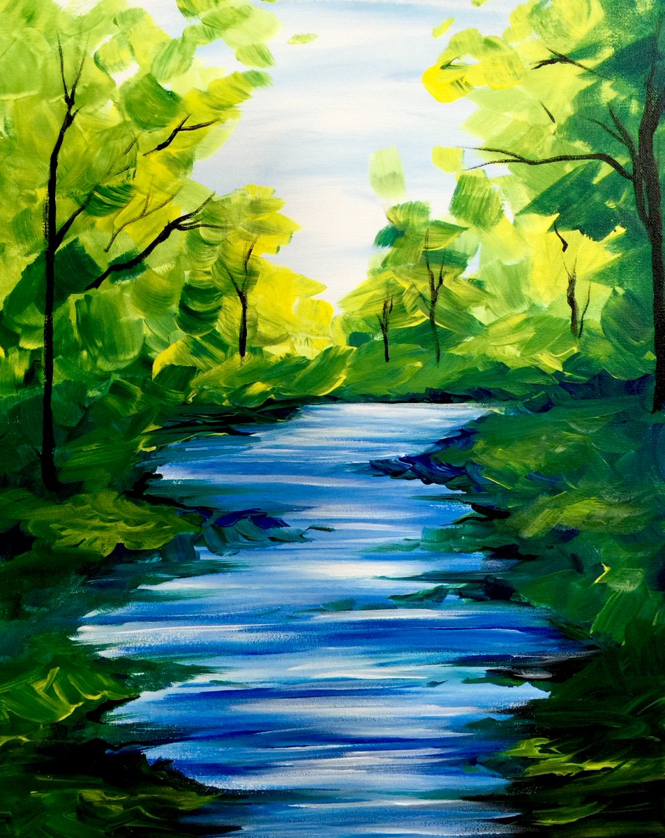 PaintNiteBuff's tweet photo. #Featuredpainting: "Summer Stream" by Springfield, MA, #artist Shannon Chiba. #paintnite >> https://t.co/8VLWgmuWY4 https://t.co/Izrf7j7vLv