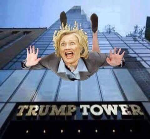 SocialiteFIT's tweet photo. Next #TrumpTower News Blitz! #HillaryClinton Jumps on Nov 8 #DonaldTrump RULES! #TrumpPence16 #NeverHillary #MAGA https://t.co/5HzAd0GhzI