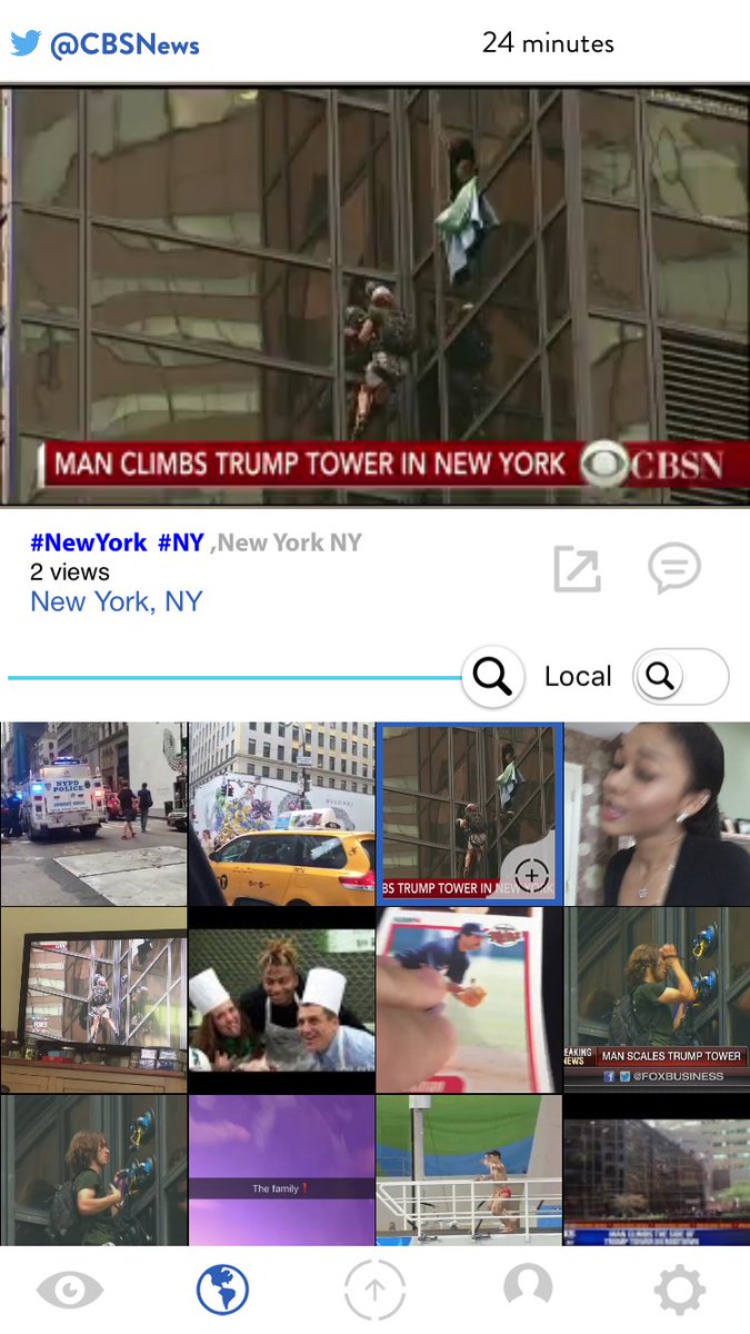 Zatara5555's tweet photo. All the videos posted on social media of the man climbing #trumpbuilding can be found on 1 feed only @CentricApp https://t.co/s48W3oRt7y