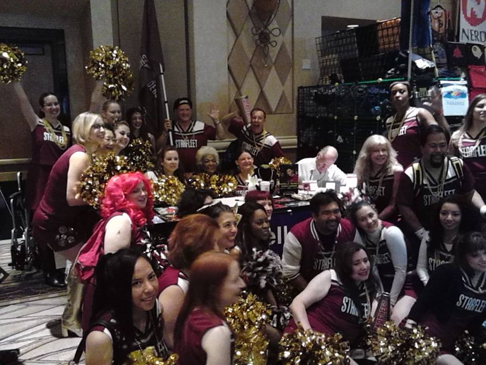 GesparGobbler's tweet photo. The awesome #CheerFleet with @NichelleIsUhura at #STLV. My awesome friend @sketchingvenus is a part of them! ^_^ https://t.co/wD4Euivt0Z