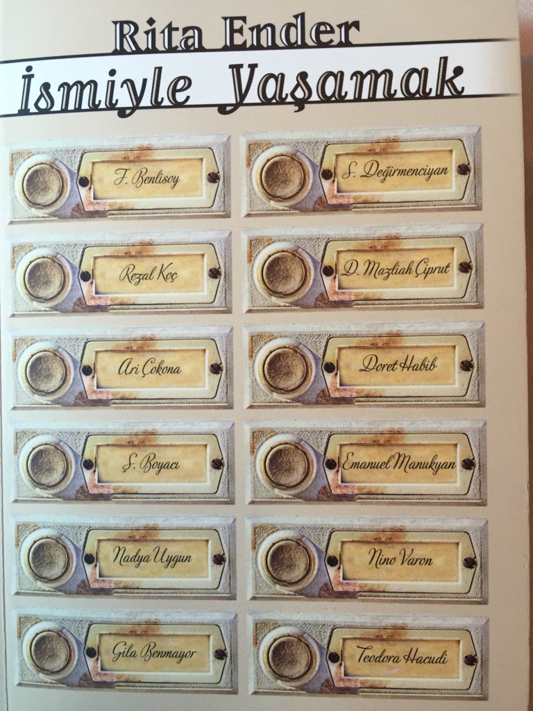 Rita Ender in 3cü kitabı'İsmiyle Yaşamak'.Burada doğup büyüyen,yaşayan ama hep yabancı sanılan insanları anlatıyor