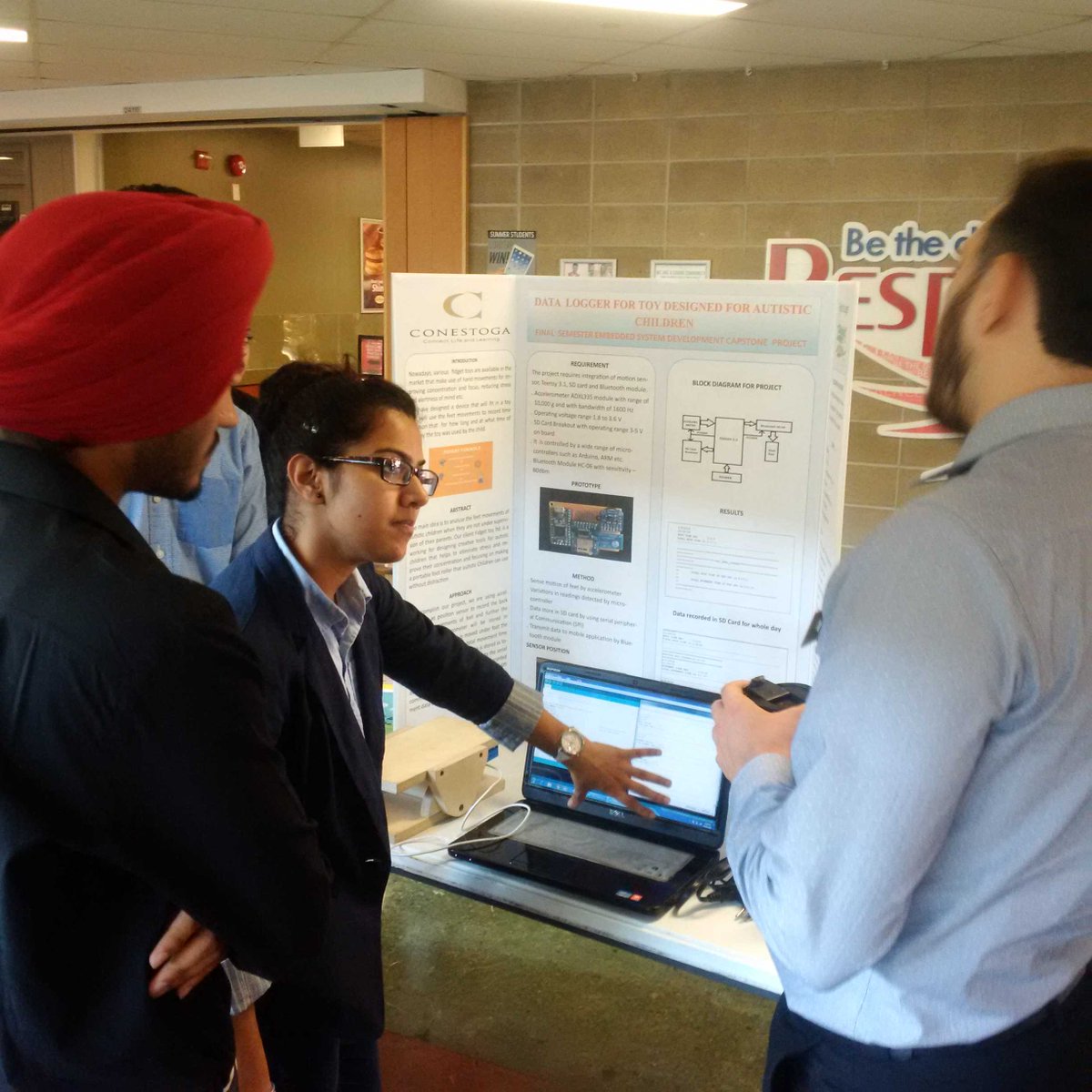 AprilDawnB1's tweet photo. Great to see @Fidgettoys at our students project display for #autistic children. Our @ConestogaC students at work! https://t.co/TbFgocWfin