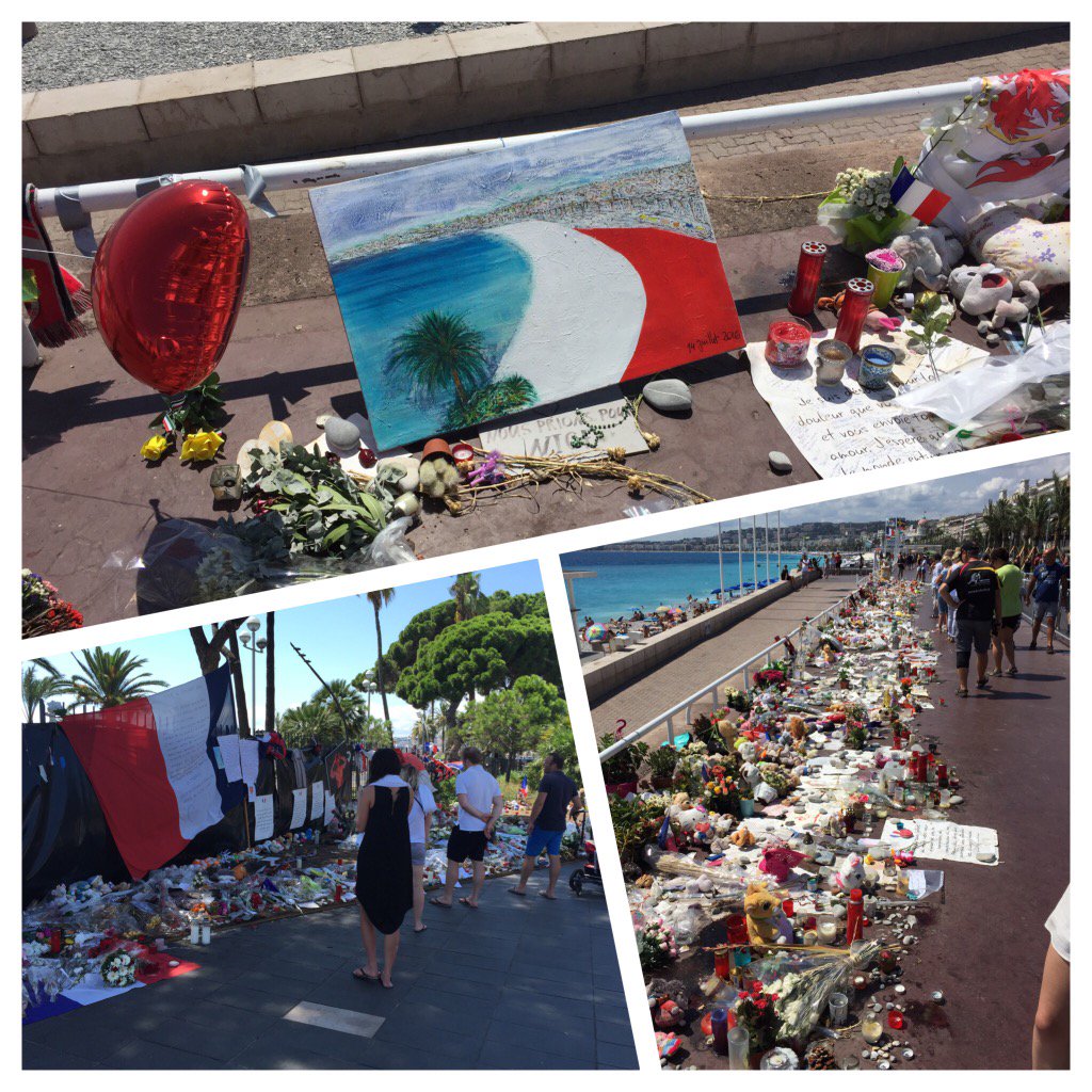 turnerg311270's tweet photo. Spent day in #Nice. Met mother of a victim at the memorial. So sad to hear her story. Amy was 12yrs old! #NiceAttack https://t.co/M5elJqzbVn