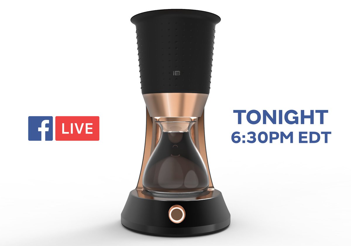 firstbuild's tweet photo. Tune in TONIGHT (on Facebook) at 6:30PM EDT for a live demo of the Prisma Cold Brew Coffee Maker at @SunergosCoffee! https://t.co/rcT3tl0g0J