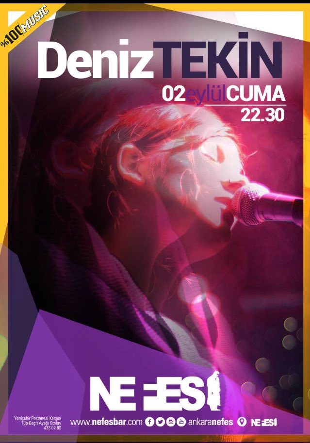 Deniz Tekin, 02 Eylül Cuma saat 22.30 da NEFES de.. Retweet eden 3 kişiye 2 kişilik bilet armağanımız.. #deniztekin