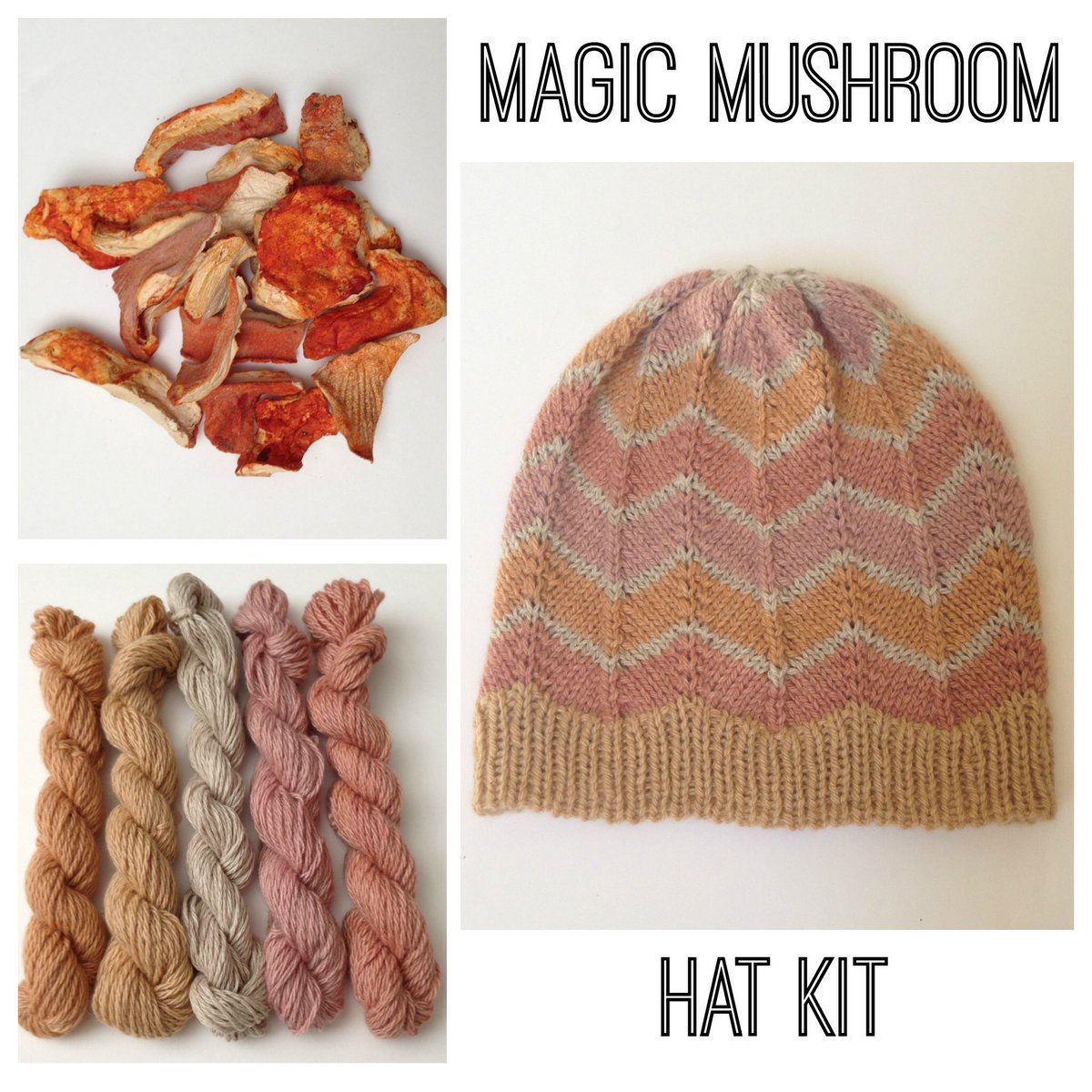 EverCrafting's tweet image. Natural dyeing + cashmere = Magic Mushroom Hat Kits! $75+s/h, includes 150 yds mYak yarn + pattern. DM to preorder!