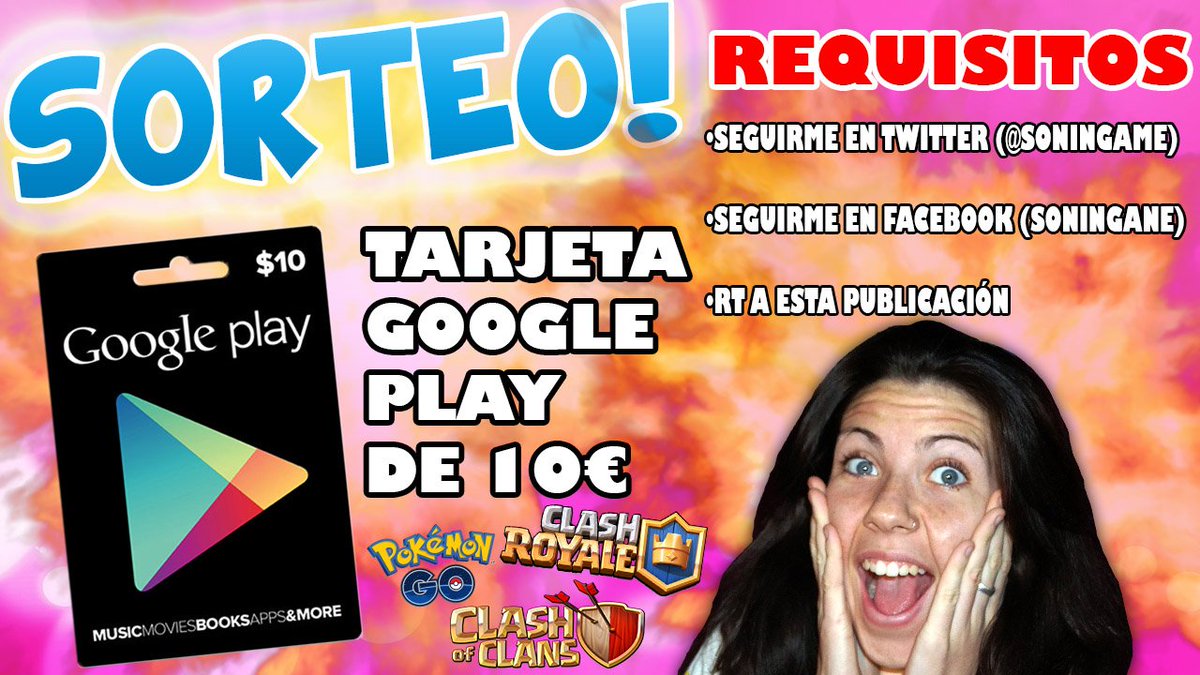 SoninGame's tweet photo. ¡SORTEO! Tarjeta de 10$ para GooglePlay/AppStore 
COMIENZA hoy día 10 y FINALIZA el 25 de Agosto
¡¡MUCHA SUERTE!! ^^ https://t.co/1tEvBqLYXC