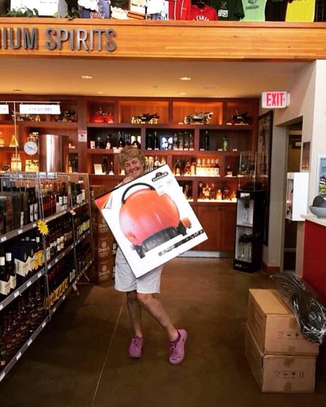 Yay for Bard super pumped on her <a href="/StanleyParkBrew/">Stanley Park Brewing</a> portable BBQ from <a href="/LiquorPlanet/">Liquor Planet</a>