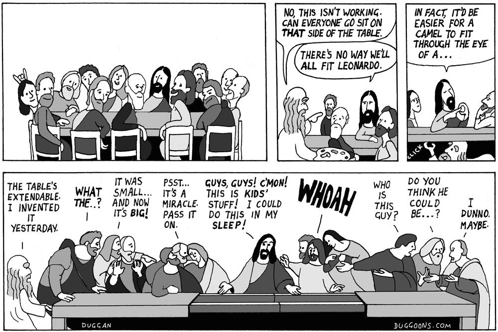 duggoons's tweet photo. There's no way!  #Leonardo #DaVinci #LastSupper #PeterDuggansArtoons https://t.co/xGdsLryujK