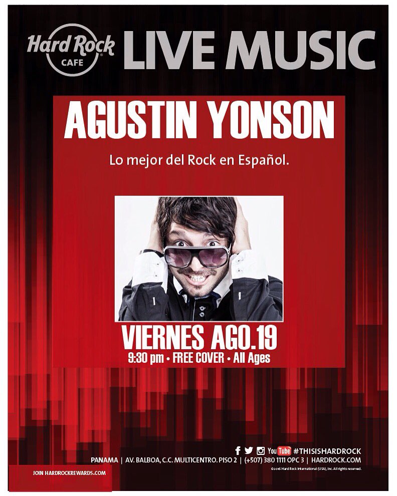 Este #Viernes a las 9:00 PM en <a href="/HRCPanama/">Hard Rock Panamá</a> ! Lo mejor del #Rock en español!! Te espero!!
