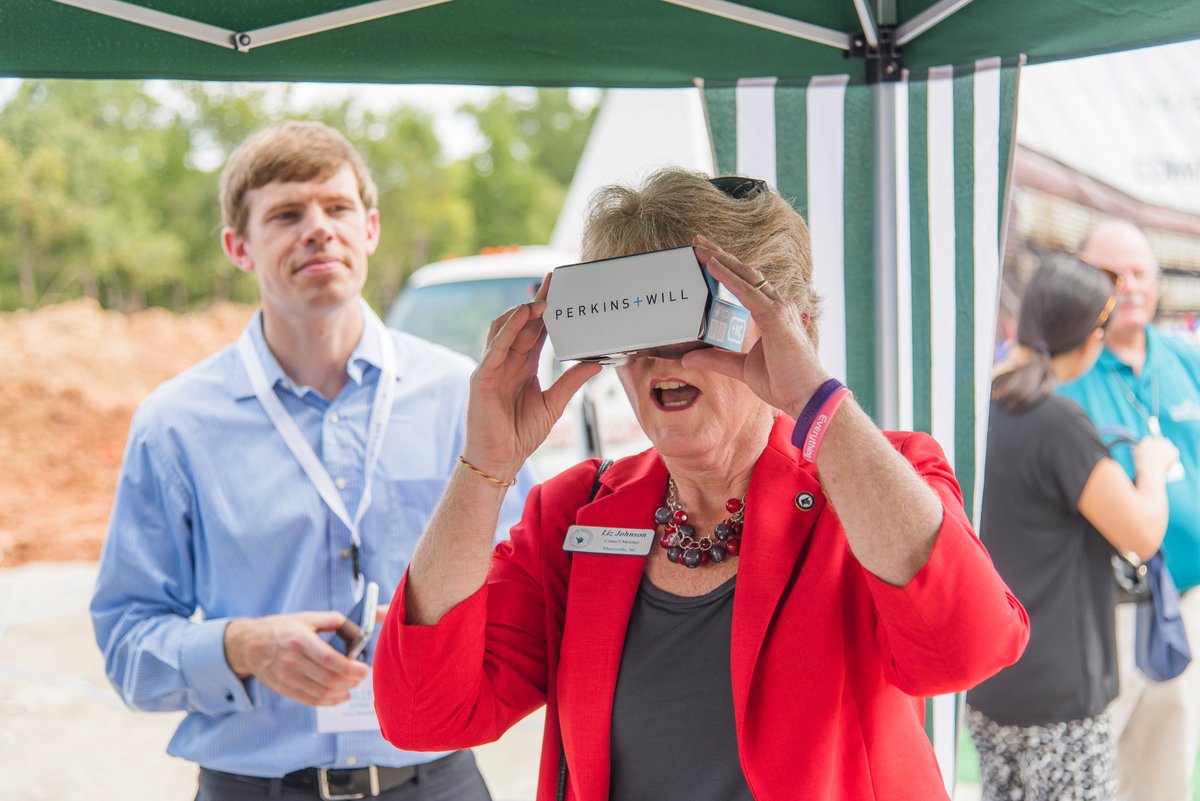 perkinswill_NC's tweet photo. Interactive #groundbreaking at #WTCC with custom #dodoboxes! #virtualreality #classroombuilding https://t.co/4VB8PURWka