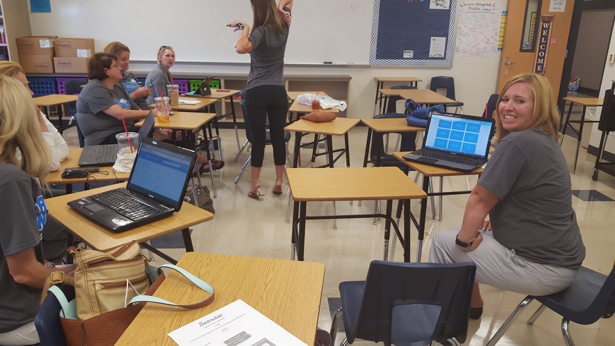 ashleypalmatier's tweet photo. Digital portfolios via @Seesaw. Making PD fun! #roocampgo #whywisd #curtises https://t.co/EclMjbj7Eu