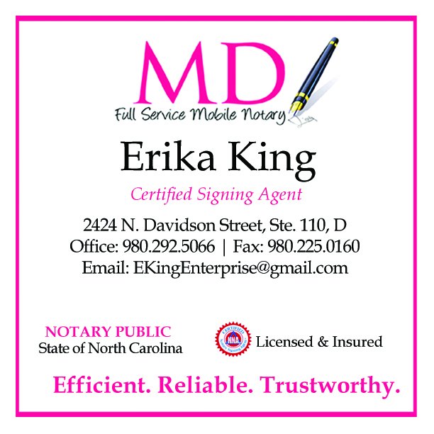 iZiggyPromotion's tweet photo. #MobileNotary #ErikaKing #LicensedAndInsured #CertifiedSigningAgent #Efficient #Reliable #Trustworthy https://t.co/wNzg0BFZaT