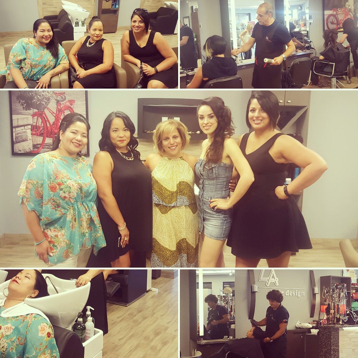 Thanks <a href="/la_hairdesign/">L.A. Hair Design</a> for pampering <a href="/PinaOnAir/">Pina</a> and our <a href="/pitbull/">Pitbull</a>  #GirlsNightOut winners! Now dinner <a href="/BuonanotteTO/">BuonanotteTO</a>..