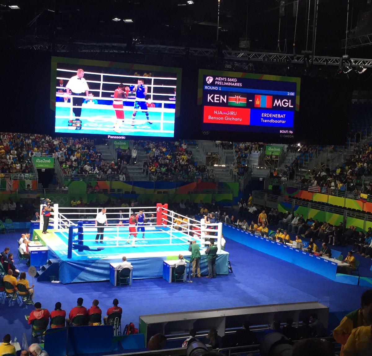 Swinging_Swamy's tweet photo. At #boxingsport waiting for Manoj kumar fight @Rio2016_en https://t.co/dg0QeGCuYh