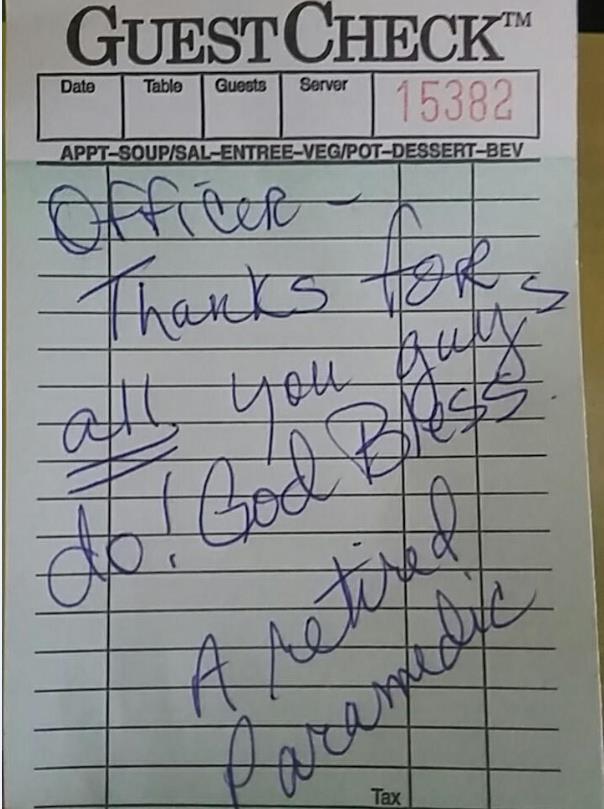 GrandPrairiePD's tweet photo. WOW! Not expected at all, but truly appreciated. This check was handed to a couple of our officers after their lunch https://t.co/1F90uxesTd