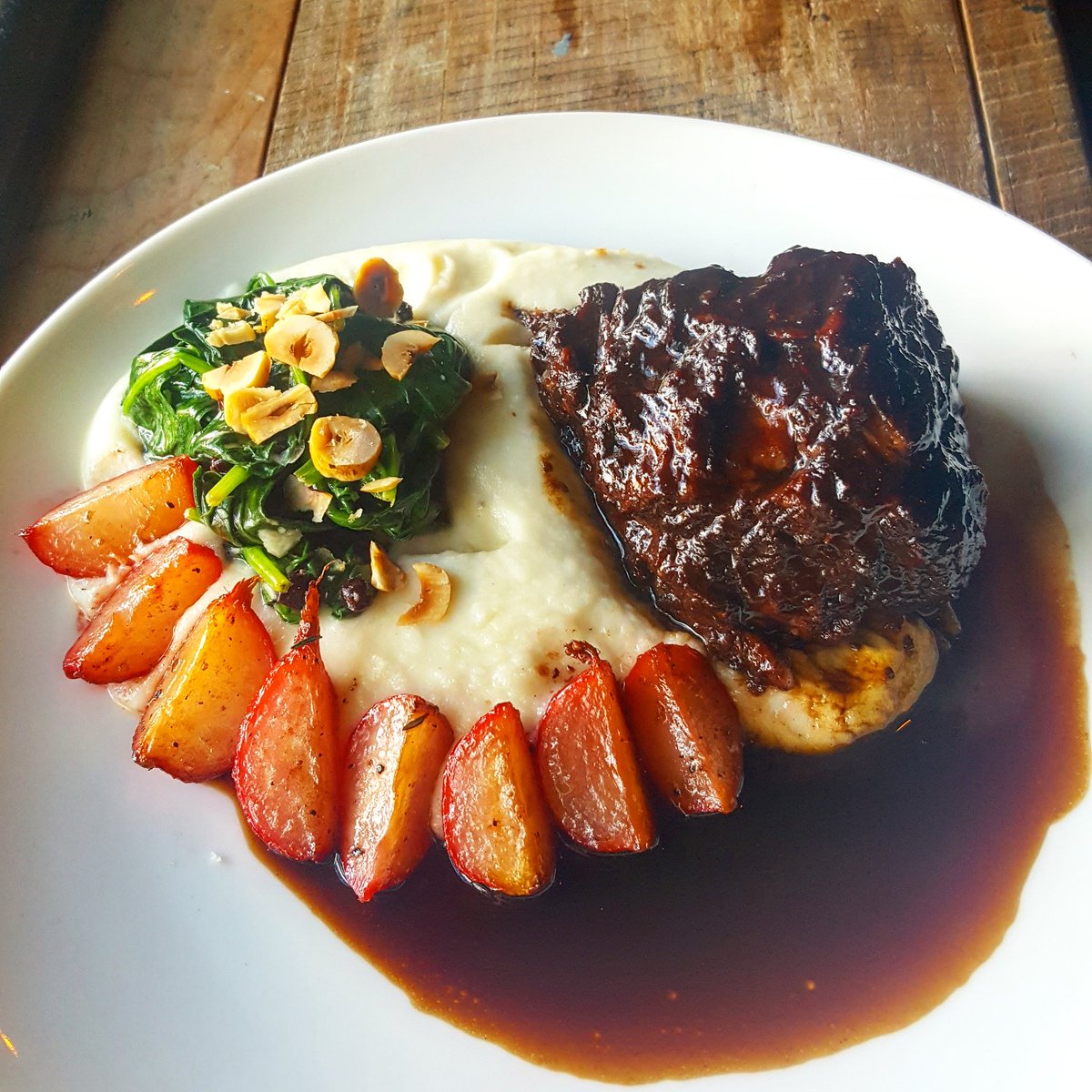 BarrelDC's tweet image. This week's Blue Plate special: Chef's Lacquered Pot Roast, Mashed Potatoes, Roast Radishes &amp;amp; Mediterranean Spinach!