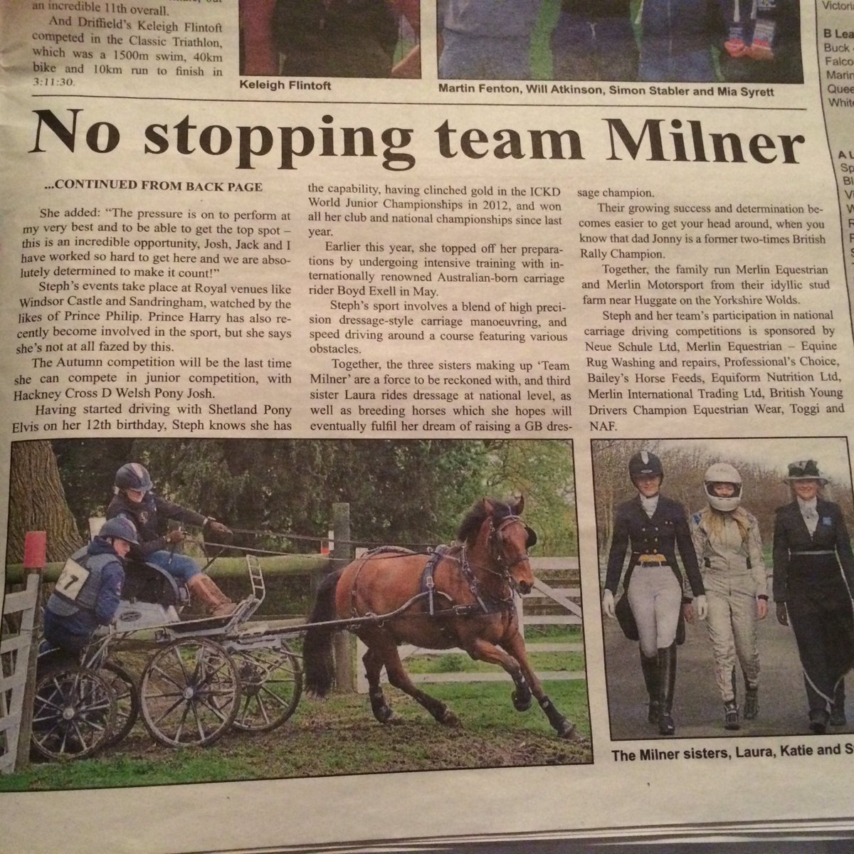 _LauraMilner's tweet image. Awesome piece in @DriffieldNews on #teammilner recent achievement! 🇬🇧🇬🇧