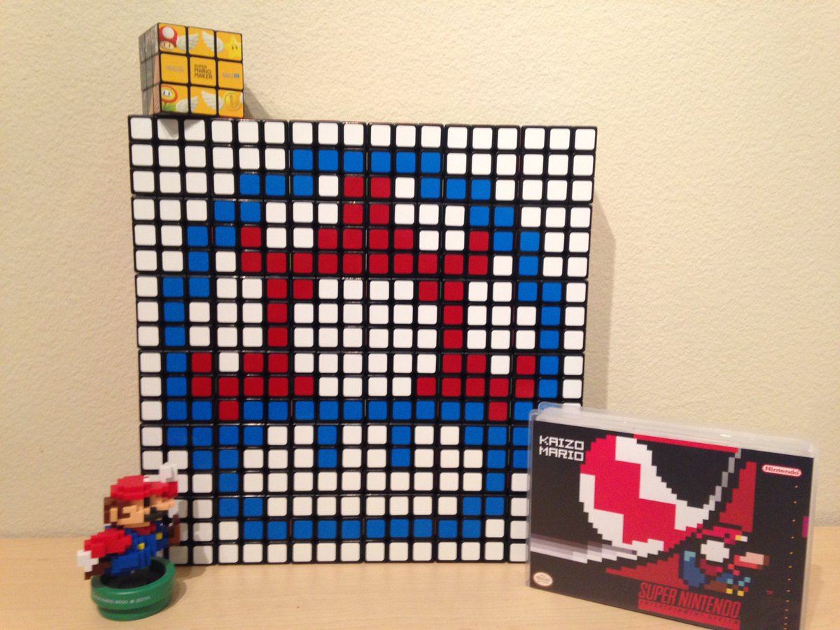 Pixelperspect8's tweet image. Kaizo Cubes! Made with 36 Rubik's cubes. #kaizomario #mariobros @superbeardbros