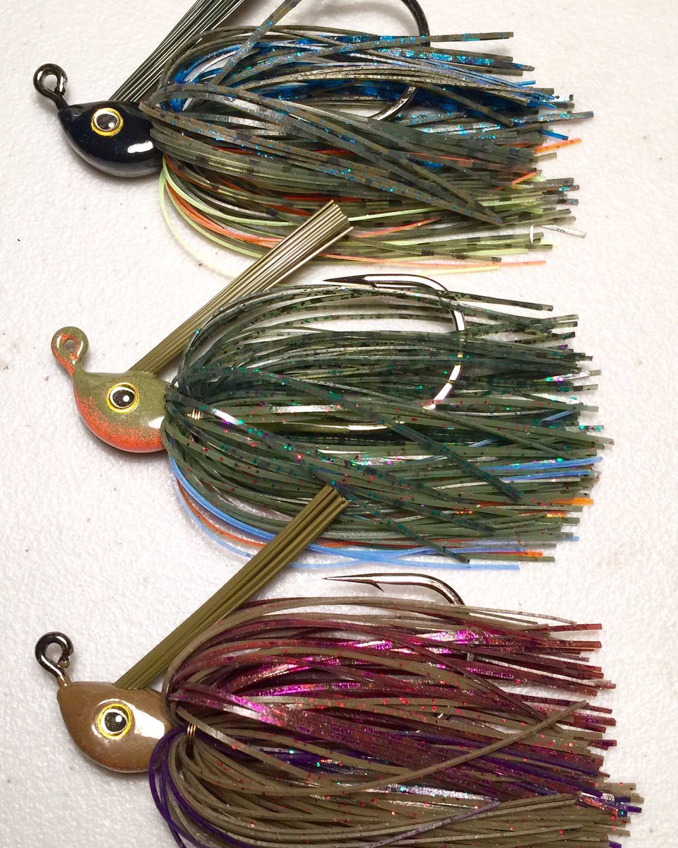 BassbitejigsLLC's tweet image. @bassbitejigs' bluegill patterns in 1/2oz Swimmers Top: Bluegill, 2.0 Middle: Bluegilly, Bottom: Bull on Parade