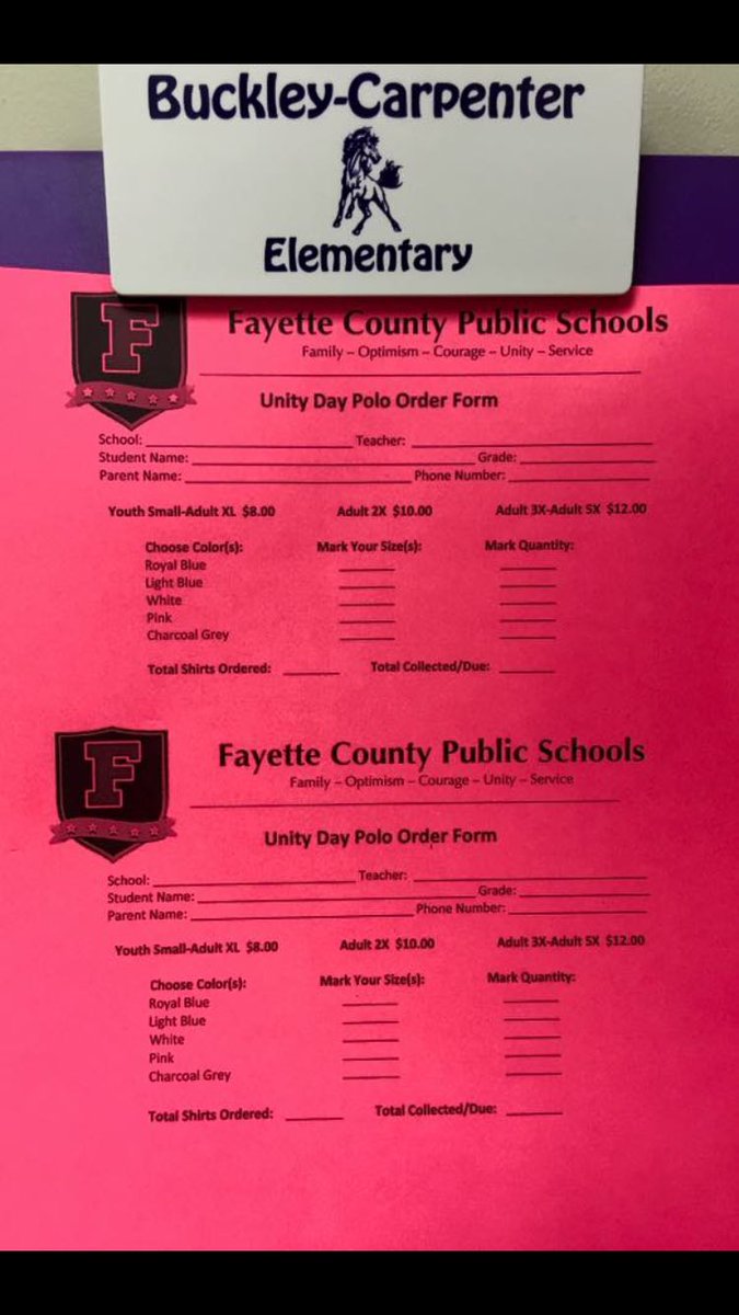 BCESMustangCity's tweet photo. Unity Day polos! Even if you preordered at BTS Bash, send in form and $. Sending orders August 24th! #F5 #FCPStrong https://t.co/muc98YTvrD