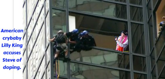 HLRacicot's tweet photo. Lilly King accuses #suctionguy Steve of Doping! #trumptower #Rio2016 https://t.co/xjTtFEk983