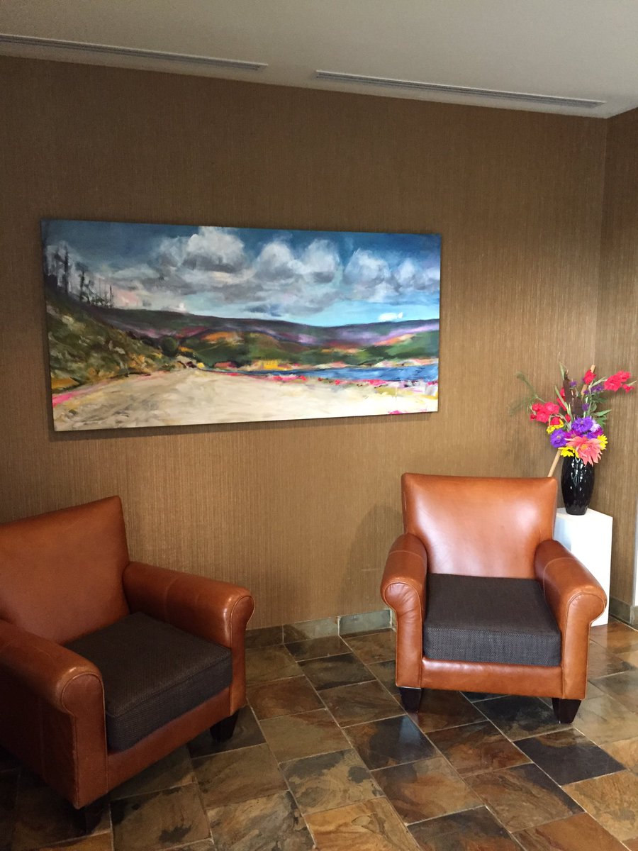 A gorgeous piece by Kerensa Haynes in the lobby at <a href="/WindermereGolf/">Windermere Golf Club</a> where many works by our artists hang! #Yeg #Golf