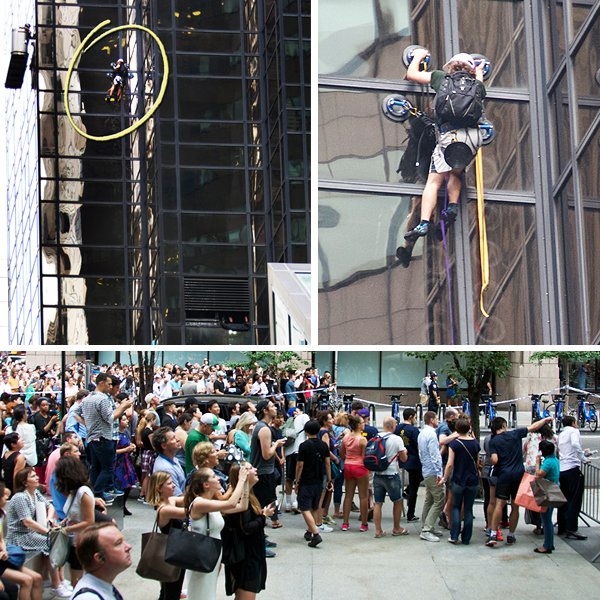 77WABCradio's tweet photo. More scenes shot by @77WABCradio of #suctionguy #TrumpTowerClimber and large crowd below who watched it all happen!! https://t.co/q7CQBT4ioC