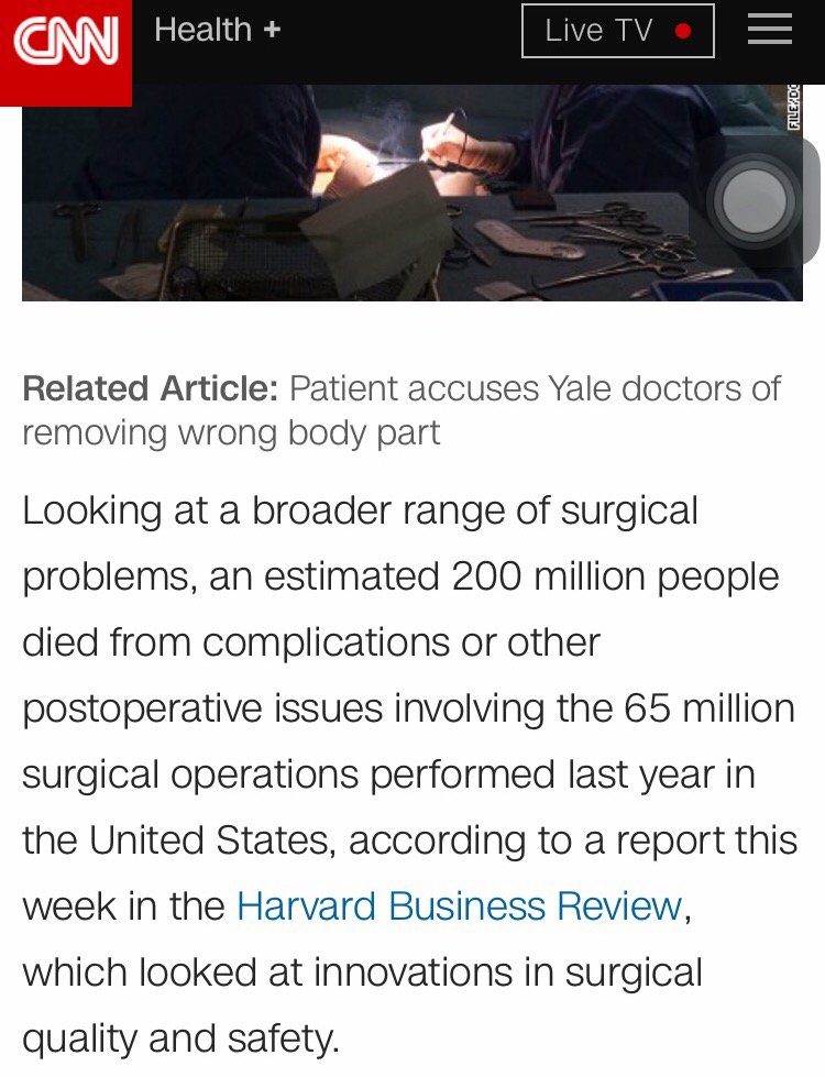 Goldfarb's tweet photo. Warning: the risk of dying due to surgery has now reached more than 300%, according to CNN. https://t.co/UrVEoXCZ4B