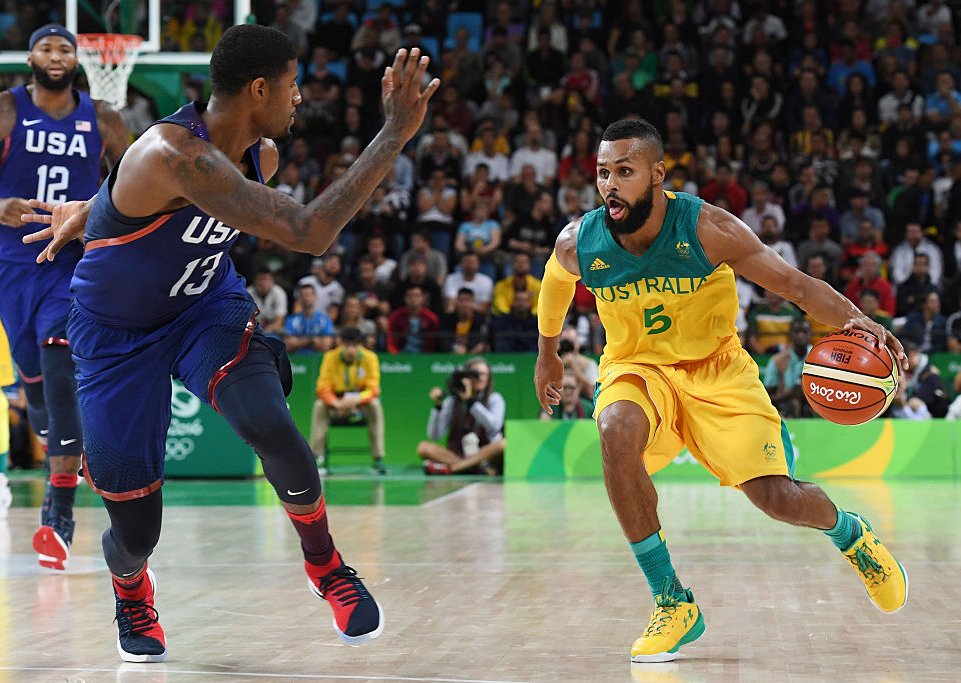 NBA's tweet photo. #USA improves to 3-0, defeats #AUS 98-88 on Carmelo Anthony's 31 points. Patty Mills finishes with 30. #Rio2016 https://t.co/tK77dFVonW