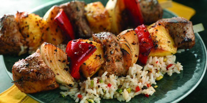 Caribbean Pork Kabobs Recipe bit.ly/2aPHJmj #foodie #grillrecipe #grilling