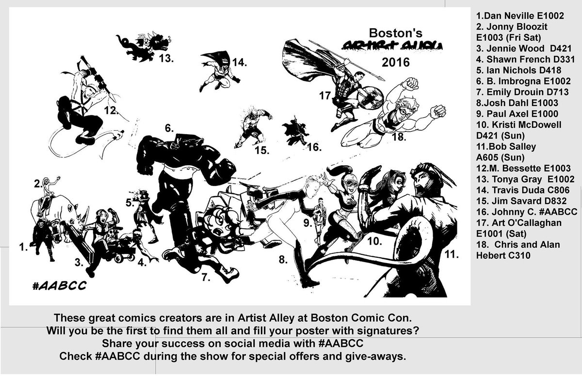 GamerGirl_Vixen's tweet photo. Here's a handy guide to find the indie creators involved in the @BostonComicCon Artist Alley poster giveaway! #aabcc https://t.co/7EaSJQUAut