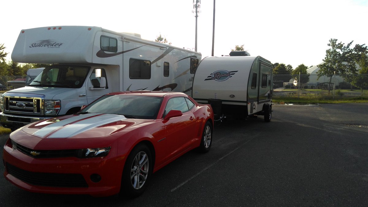 CodyHayesBand's tweet photo. I don't think my car can pull our new trailer #rpod #camaro https://t.co/Qdr6aBHaO6