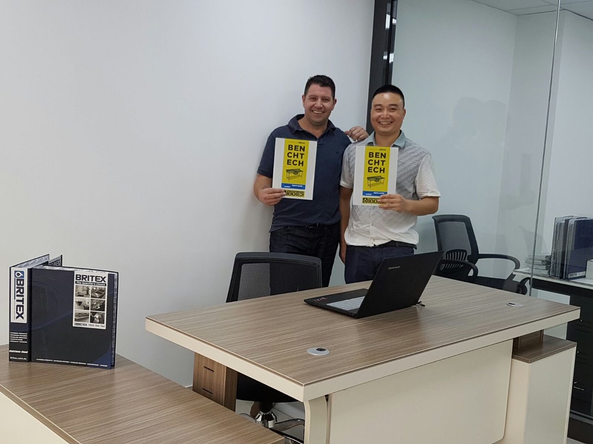 Benchtech_AU's tweet photo. Expanding. Bigger and better China office! Nice catalogues boys! #BenchTech #Britex #StainlessSteel #Modular https://t.co/ZISRY5fcdG