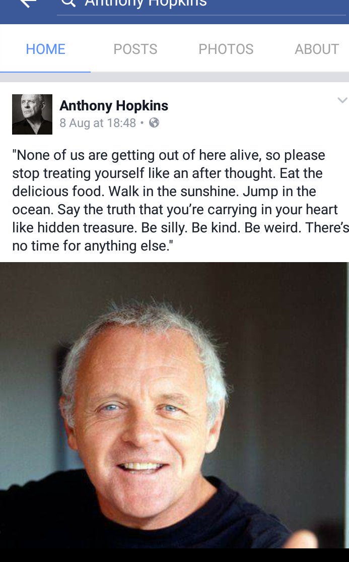 Love this.. The brilliant #AnthonyHopkins #ThursdayThoughts 💭