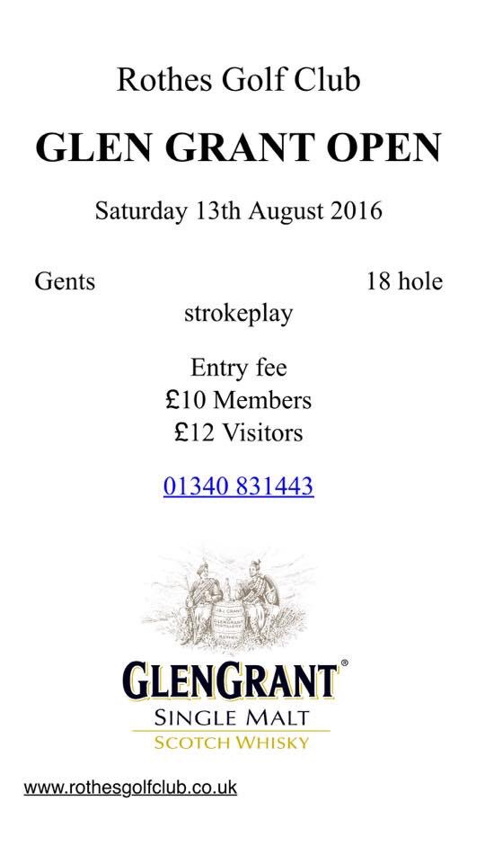 Glen Grant gents open this Saturday! Get your entries in. <a href="/MoraySpeyside/">Visit Moray Speyside</a>