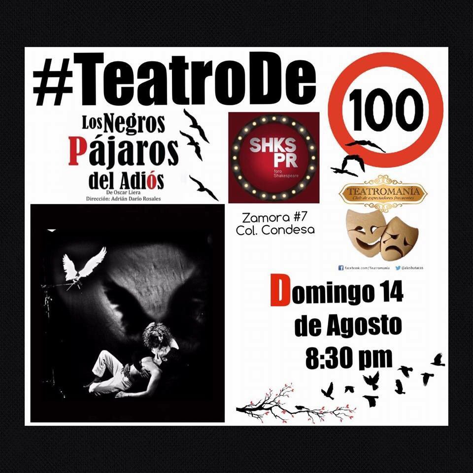 alasbutacas's tweet photo. Reserva y disfruta @PajarosDelAdios

Hermoso texto y un gran elenco al que se integra @azelarobinson

#TeatroDe100 https://t.co/TrXluOCs0P