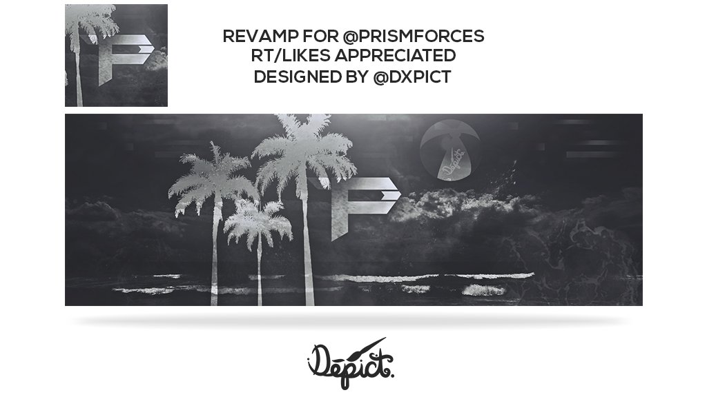 Dxpict's tweet photo. Revamp for @PrismForces.
Feeback is appreciated.
RT &amp; Fav.
Love you guys.
@Tossilys @GamerRTer #gfx #pay #PFRC https://t.co/PvtizAW6hF