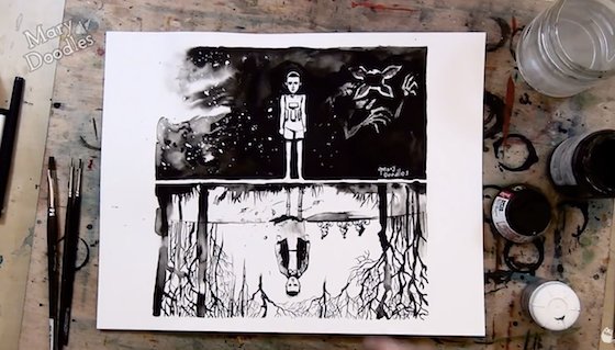 toysrevil's tweet photo. On #makeadrawing: https://t.co/4L9iYntpRU THE UPSIDE DOWN - #StrangerThings #fanart by @marydoodles https://t.co/QxKN84m9Im