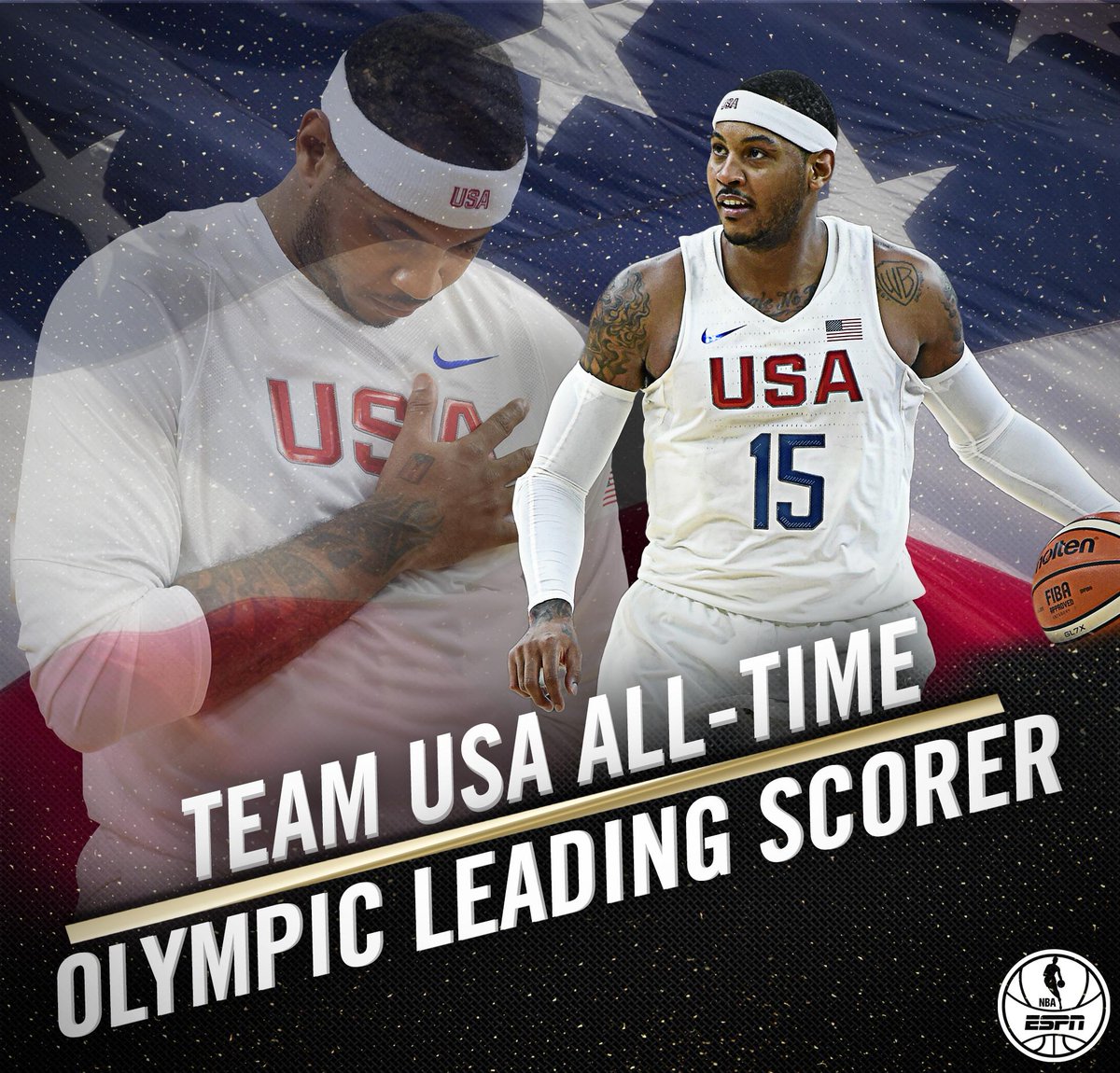 ct_nba's tweet photo. USAにとって一つの山場となると予想された対AUS戦。ボガット、デリー、ミルズとNBA王者勢を要する強豪AUSに対し、メロが31点を挙げ98-88で三連勝を飾りました。これによりメロはチームUSAの通算得点でレブロンを抜きトップに。 https://t.co/N7gqm3fMHm