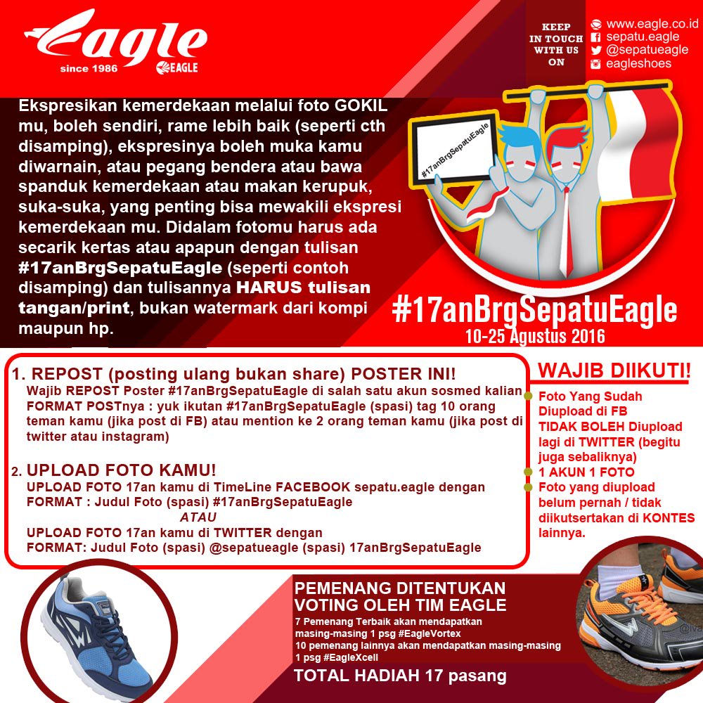 sepatueagle's tweet photo. #EagleMania siapa yang mau #EagleVortex yuk ikutan #17anBrgSepatuEagle... https://t.co/mHz1uxDQX0