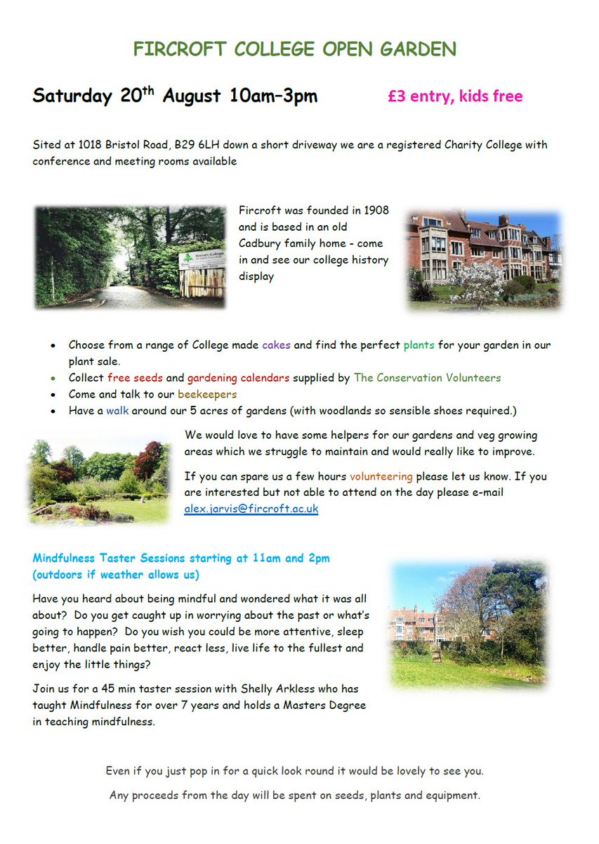 FircroftCollege's tweet image. We're holding an Open Garden event on Saturday 20th August - come and look round our beautiful gardens.