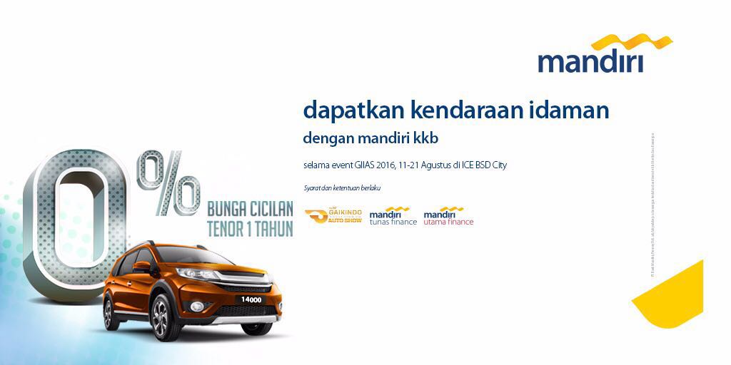 Ayo ke #mandiriGIIAS2016 mulai hari ini smp tgl 21 Agustus &amp; jgn lupa utk kunjungi booth <a href="/bankmandiri/">bank mandiri</a> #beritamandiri