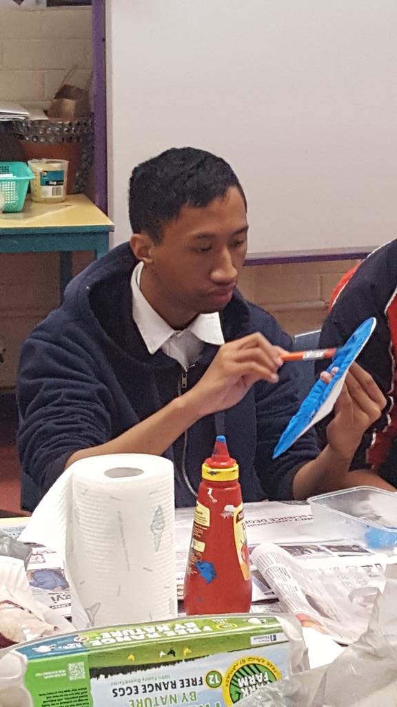 SusannahRadkew1's tweet photo. Making toys from household objects with our Life Skills  students @SarahRedfernHS  @MsTuneil #lovemyjob https://t.co/9ApjB90OaT