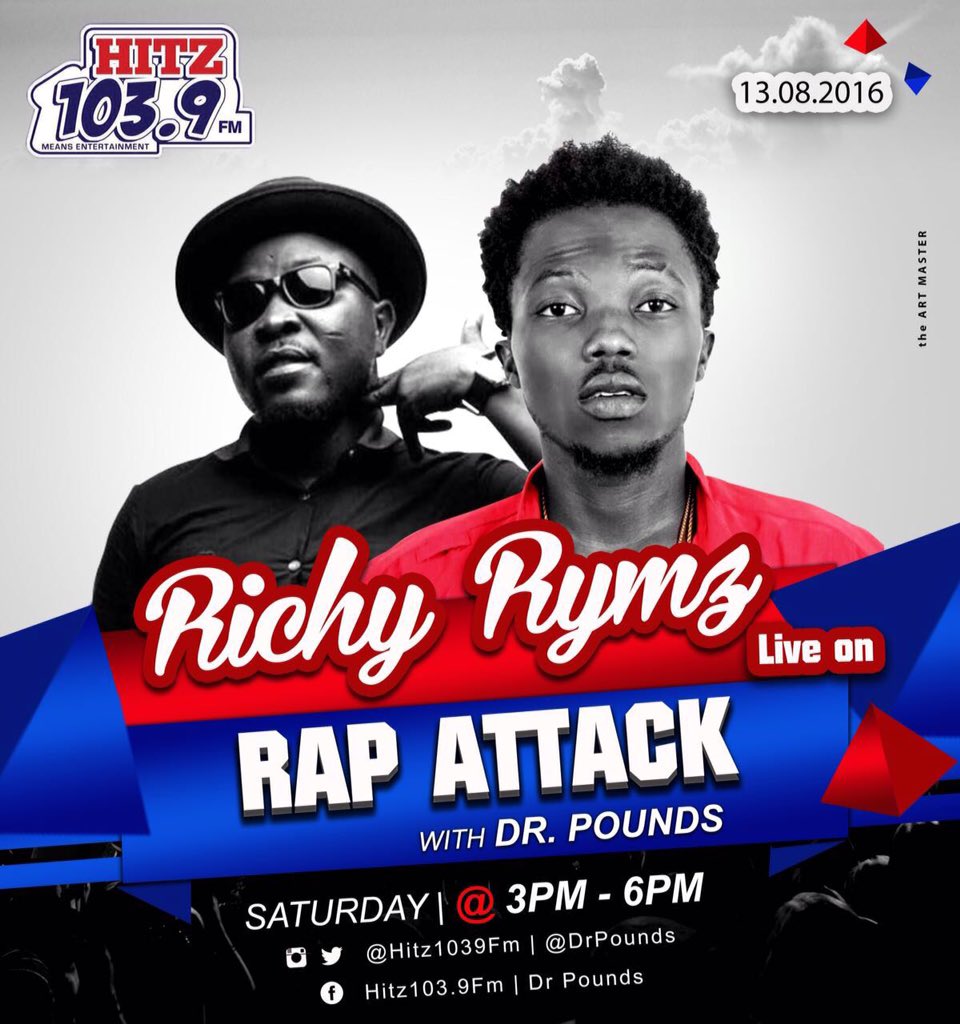 flynimaboy's tweet photo. .@RichyRymz will be storming the studios of @Hitz1039Fm this Saturday with BARS! #RapAttackGh. Make a date. https://t.co/JJmbIM73gO