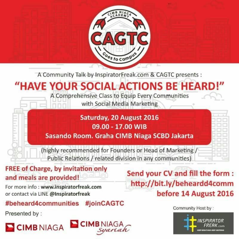 priskillafanny's tweet photo. Daftar segera!
for more info : @InspiratorFreak
#BeHeard4Communities #joinCAGTC https://t.co/DvqmiYhuIs